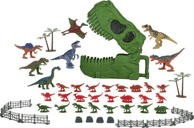 Set lodrash Dino Valley 542029, 45 pjesë, kuti për me i mbajt në formë koke dinosauri, jeshile