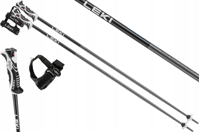 Shkopinj skish Leki Bold Lite S, 125 cm, alumini, gri e zezë e kaltër