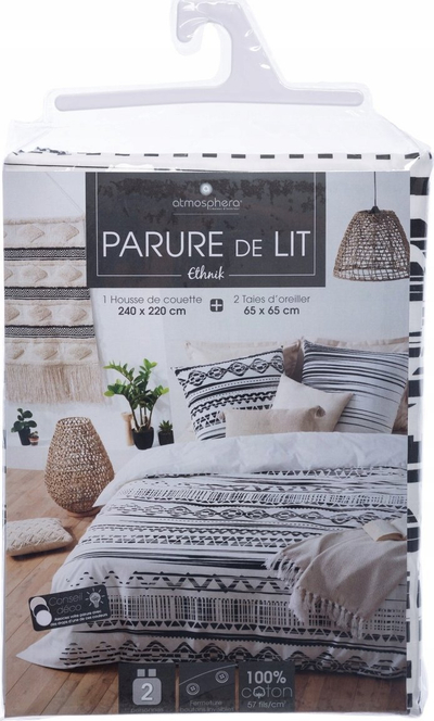 Set mbulojë jorgani Atmosphera Ethnik, 240x220 cm, pambuk, bardh e zi