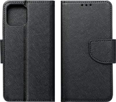 Kapak libri Fancy për Realme C30, me magnet, me xhepa kartash, ngjyrë e zezë