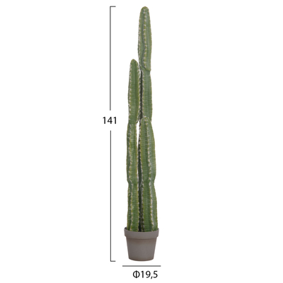 Bimë dekorative sintetike HM4741, kaktus me vazo, 141 cm, jeshile