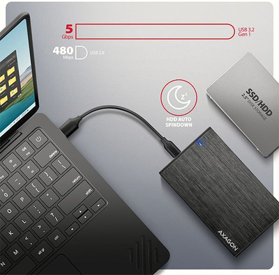 Kuti e jashtme për disk Axagon EE25-XA6C, 2.5", USB 3.0, e zezë