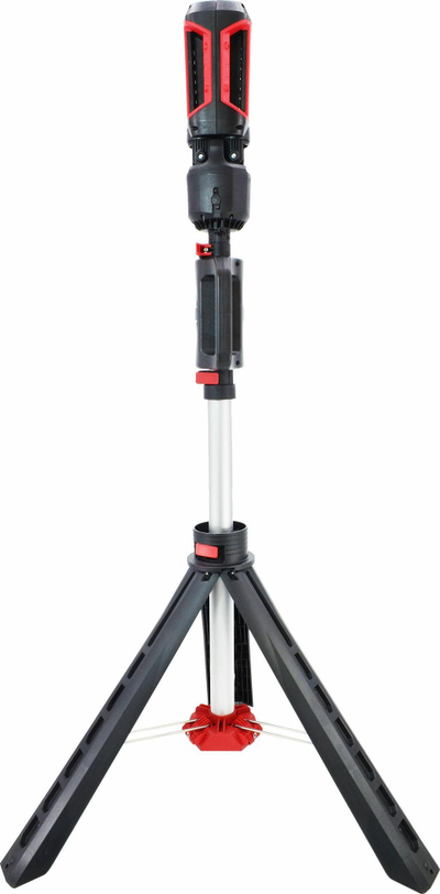 Llambë pune LED AWTOOLS, e rikarikueshme, me tripod teleskopik 2.2 m, e zezë e kuqe