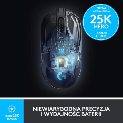 Set maus për lojëra Logitech G903 Lightspeed + G640 SE, pa kabëll, HERO 25K, i zi