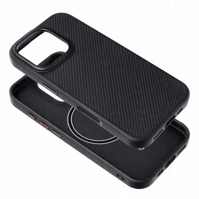Mbulesë telefoni OEM Back Panel Carbon Elite Mag, për iPhone 15 Pro, MagSafe, e zezë