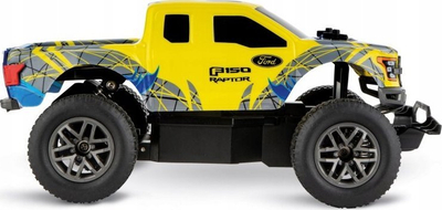 Makina me telekomandë Carrera Ford F-150 Raptor, shkallë 1:18, bateri 700 mAh, verdhë me shumë ngjyra