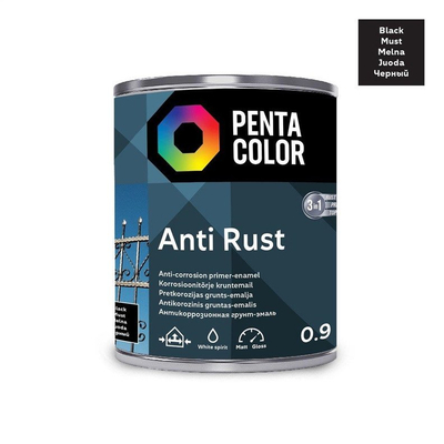 Bojë anti-korrozive Penta Color Anti Rust, 3 në 1, 0.9L, e zezë