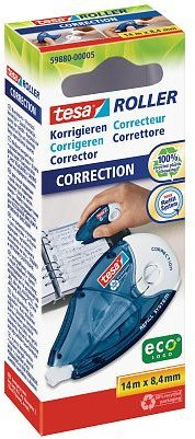 Korrektor me rrotullë Tesa 59880, shirit 14 m, i mbushshëm, blu e bardhë