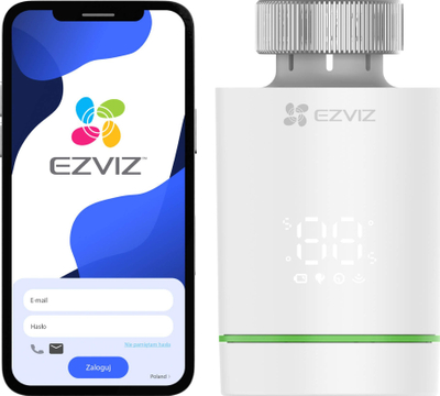 Kokë termostatike inteligjente EZVIZ T55, WiFi, kontroll përmes aplikacionit, e bardhë