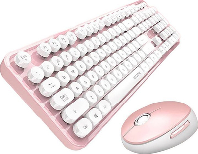Set tastiere dhe mi pa tela MOFII Sweet 2.4G, 104 taste, 1600 DPI, bardh e rozë