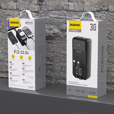 Power bank Dudao K15MAX, 30000mAh, 22.5W PD QC, i zi