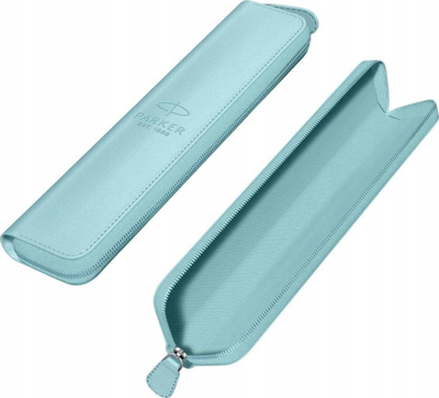 Kuti për stilolapsa Parker, për 2 stilolapsa, lëkurë ekologjike, blu pastel
