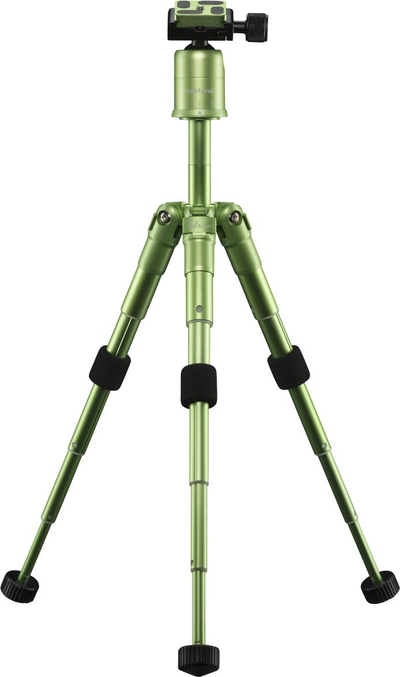 Tripod fotografik Mantona Kaleido Mini 21186, me kokë sferike, me pjatë quick release, jeshile metalike