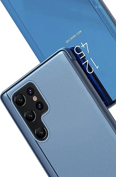 Флип проѕирна футрола за телефон Samsung Galaxy S24 Ultra, PU, со капак, сина
