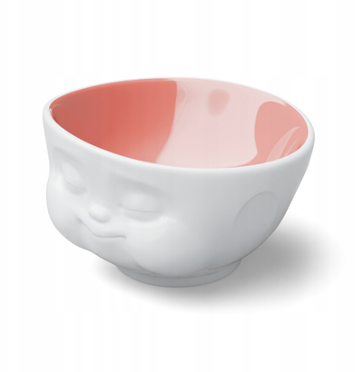 Pjatë e thellë FIFTYEIGHT Munching Face 16 oz, porcelan, me brendësi ngjyrë pjeshke, e bardhë