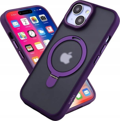 Mbrojtëse telefoni MX Kickstand Magsafe për iPhone 15 Pro Max 6.7", me unazë mbajtëse, ngjyrë e purpurt