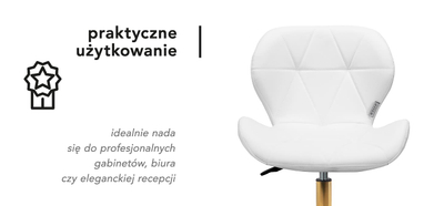 Karrige kozmetike Activeshop QS-06, me rrota, lartësi e rregullueshme, e bardhë me ari