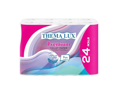 Толетна хартија Thema Lux Premium, 3 слоја, 24 парчиња, бела