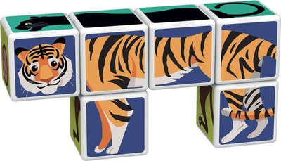 Lodër kube magnetike Geomag Magicube Jungle Animals, 6 kube, 3 karta ndërtimi, shumëngjyrëshe