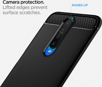 Kapak telefoni Spigen Rugged Armor, për Xiaomi Redmi K30, silikoni, i zi