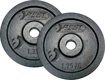 Сет тегови BEST SPORTING леано железо, 2 x 1.25kg, дупка 30mm, црн