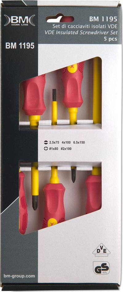Set kaçavidash të izoluara BM 1195, 5 copë, 1000V, kuqe verdhë