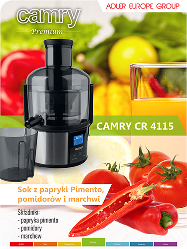 Shtrydhëse frutash Camry CR 4115, ekran LCD, 1L, inox e zezë