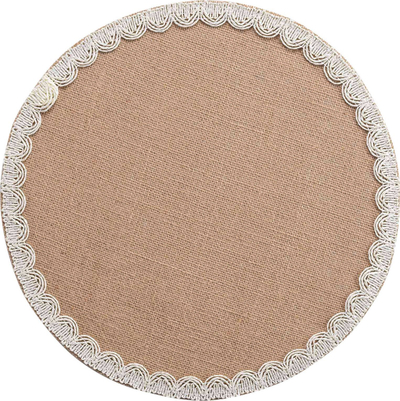 Nënpjatë jute Douceur d'intérieur Brown Decorated, Ø38cm, bezhë