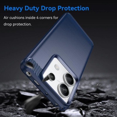 Kapak karboni për Xiaomi Redmi Note 13 Pro, TPU, antirrëshqitës, blu