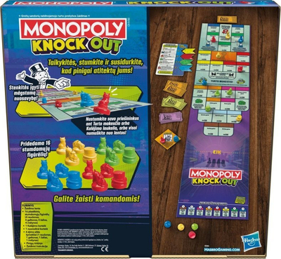 Lojë tavoline Hasbro Monopoly Knockout, për 2 deri në 8 lojtarë, manual lituanisht, shumëngjyrëshe