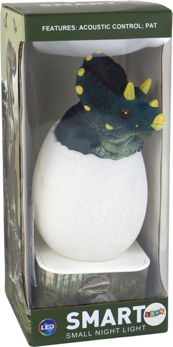 Lampë nate Leantoys Egg Triceratops, LED, me prekje, Micro USB, e bardhë