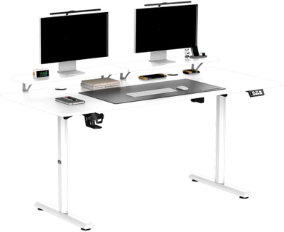 Tavolinë gaming Ultradesk Highlander XXL, me lartësi elektrike, 160cm, e bardhë