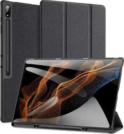 Mbulesë tablet DUX DUCIS Domo për Samsung Galaxy Tab S9 Ultra, me këmbë, me mbajtëse stylus, e zezë