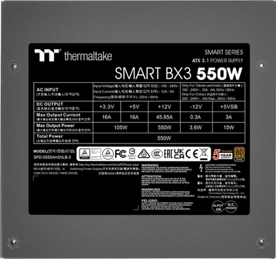 Напојување Thermaltake Smart BX3 PS-SPD-0550NNFABE-3 ATX 3.0, 550W