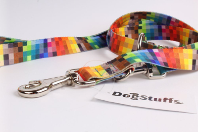 Litar për qen DogStuffs Adjustable Leash Pixels, 25mm, 220cm, shumëngjyrësh