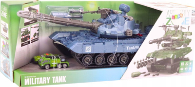 Lodër tank ushtarak Lean Toys DIY, për me ça e me ndërtu, me zëra, blu