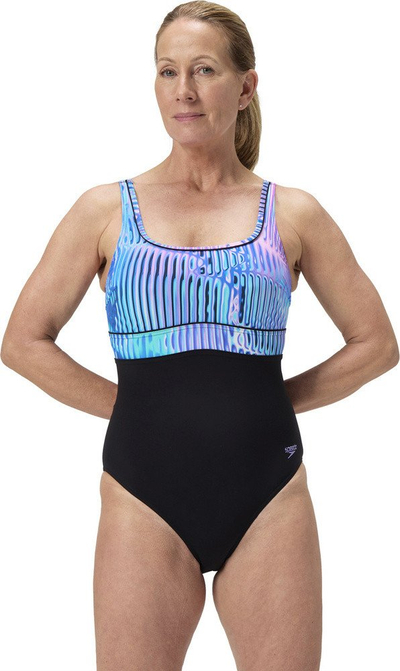 Kostum banje Speedo Shaping Contour Eclipse, njëpjesësh, për femra, i zi me vjollcë