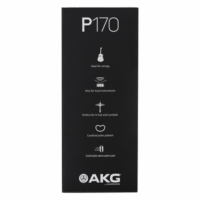 Mikrofon kondensator AKG P170, diafragmë e vogël, për studio, i zi