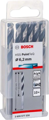 Set stërvitjesh Bosch HSS PointTeQ, 6.2mm, set 10 copë