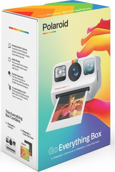 Set kamerë instant Polaroid Go Everything Box, e vogël, me ekspozim të dyfishtë, e bardhë