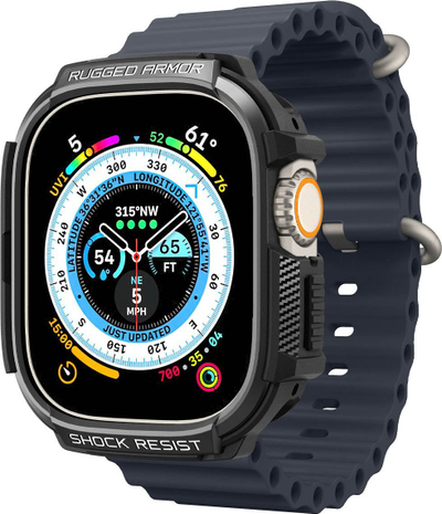 Mbulesë Spigen Rugged Armor për Apple Watch Ultra 49mm, mbrojtëse, e zezë mat