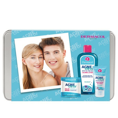 Set për fytyrë Dermacol Acneclear, Losion qetësues 200 ml + Xhel hidratues 50 ml + Maskë pastruese 8 ml