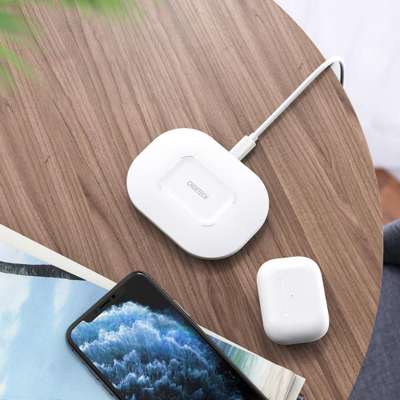 Karikues wireless Choetech T550-F, QC 3.0, 15W, i bardhë + adapter 18W