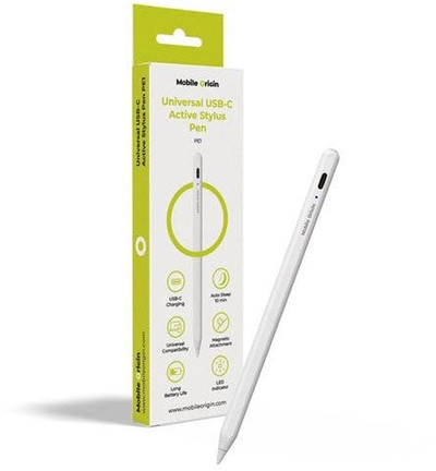 Активен пенкало стилус Mobile Origin PE1, USB-C, бел