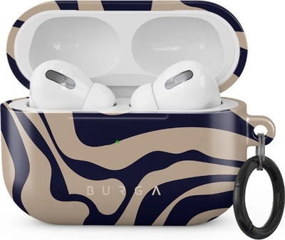 Заштитна кутија BURGA Vigilant за AirPods Pro, со прстен, мотив зебра, беж и сина