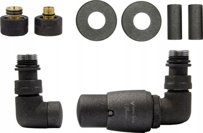 Set valvul termo për radiator Vario Term Vision, lidhje PEX 16mm, aks djathtas, grafit i errët