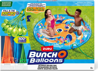 Tapet me ujë Zuru Bunch O Balloons Octopus Splash Pad, 160 cm, me mbi 100 tullumbace uji, shumëngjyrësh