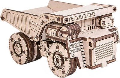 Set druri 3D EWA Eco-Wood-Art Mini Belaz, model kamion ndërtimi, montim pa ngjitës, dru natyral
