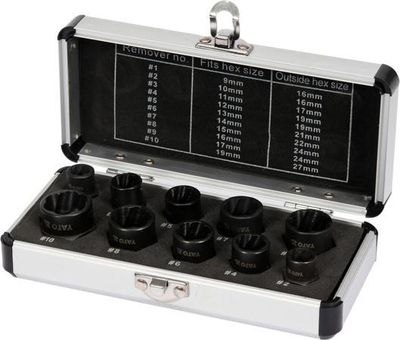 Set ekstraktorësh vidash Yato, 3/8", me kuti alumini