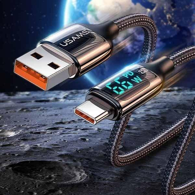 Kabllo USB Usams US-SJ572, USB-A me USB-C, 1.2m, 6A, e zezë